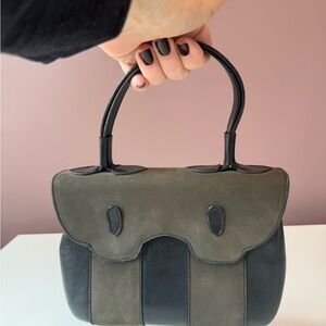 Black and Olive Two-Tone Handbag
